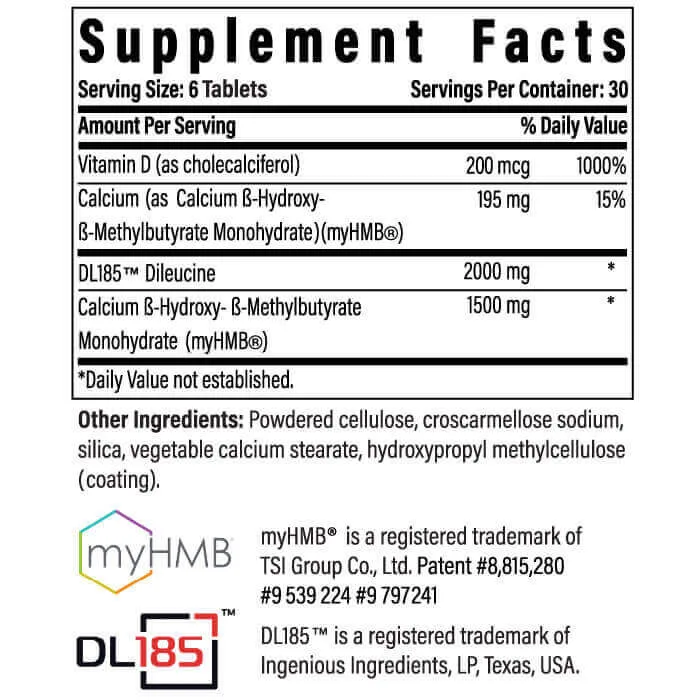 Advanced Muscle Plus supplement facts label